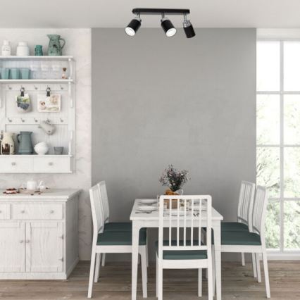 Spotlight RENO 3xGU10/8W/230V svart/skinande krom