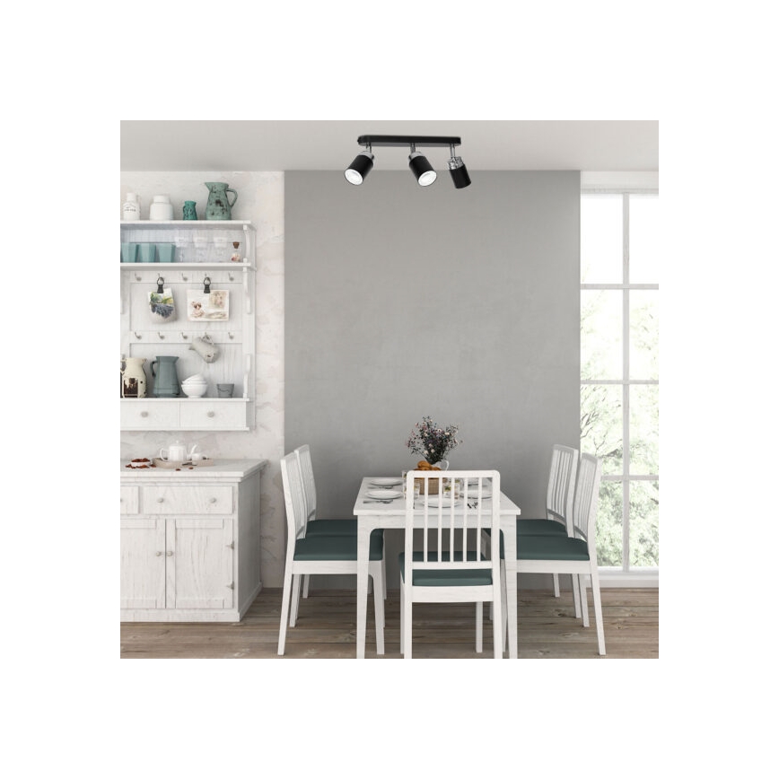 Spotlight RENO 3xGU10/8W/230V svart/skinande krom