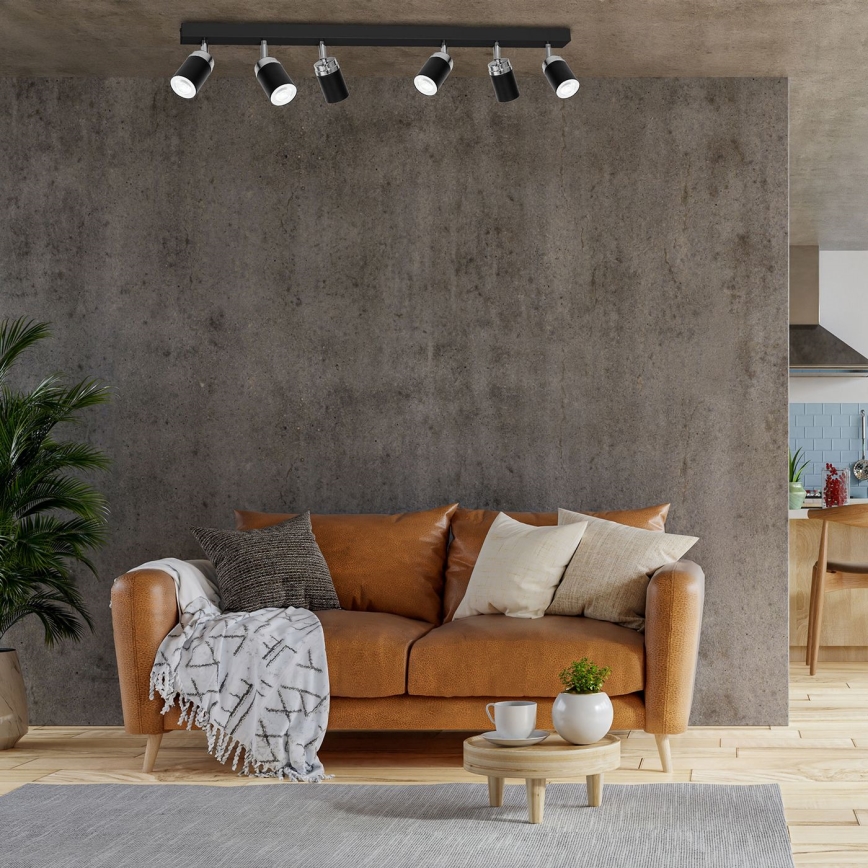 Spotlight RENO 6xGU10/60W/230V svart/skinande krom