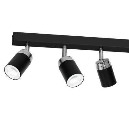 Spotlight RENO 6xGU10/60W/230V svart/skinande krom