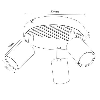 Spotlight TERRA 3xGU10/8W/230V svart/ek