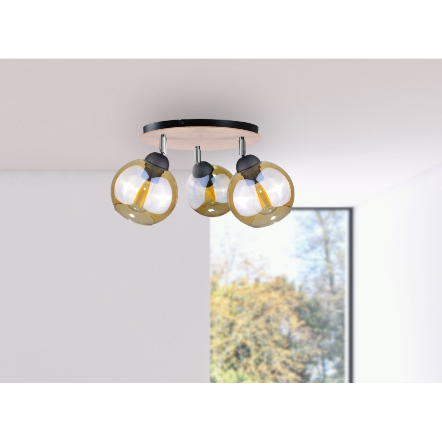 Spotlight THEA WOOD 3xE27/60W/230V Ø 30 cm