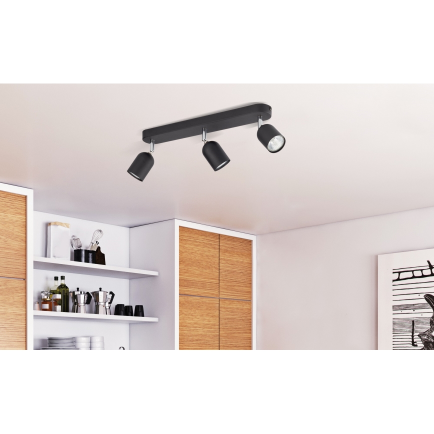 Spotlight  TOP 3xGU10/10W/230V svart 