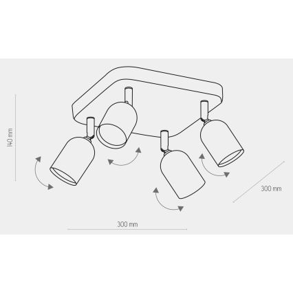 Spotlight  TOP 4xGU10/10W/230V gyllene /svart 