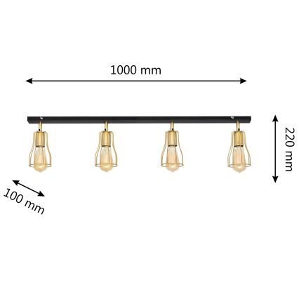 Spotlight TUBE 4xE27/15W/230V guld/svart