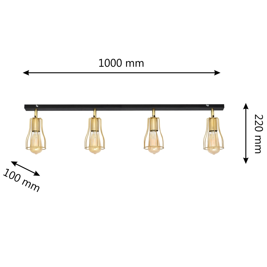 Spotlight TUBE 4xE27/15W/230V guld/svart
