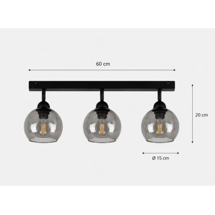 Spotlight  UNO 3xE27/60W/230V svart