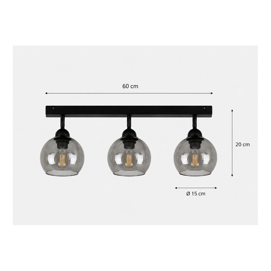 Spotlight  UNO 3xE27/60W/230V svart