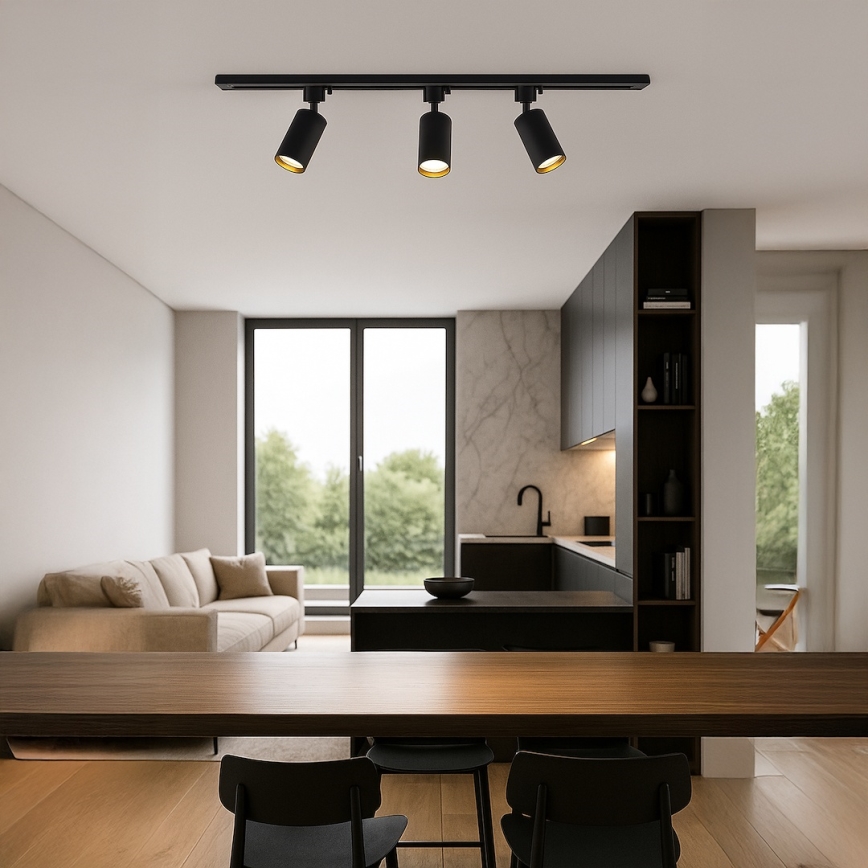 Spottarmatur för skensystem TIGER 3xGU10/10W/230V svart