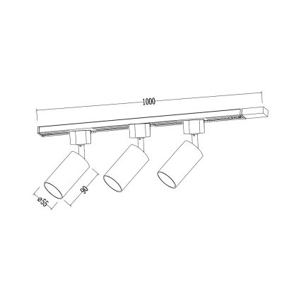 Spottarmatur för skensystem TIGER 3xGU10/10W/230V svart