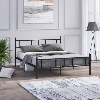 Stabil och stilren metallsäng för två personer PIRON 120x200 cm, svart — bärförmåga 120 kg