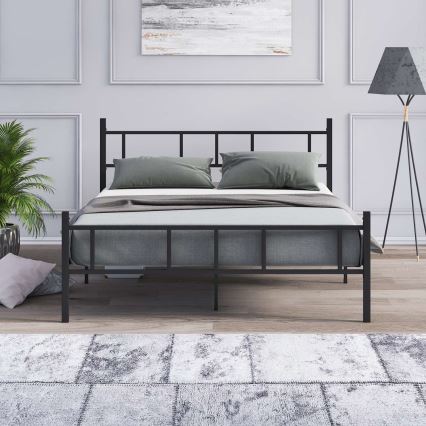 Stabil och stilren metallsäng för två personer PIRON 120x200 cm, svart — bärförmåga 120 kg