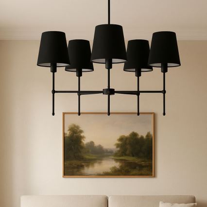 Stångmonterad taklampa MADELA 5xE14/40W/230V svart