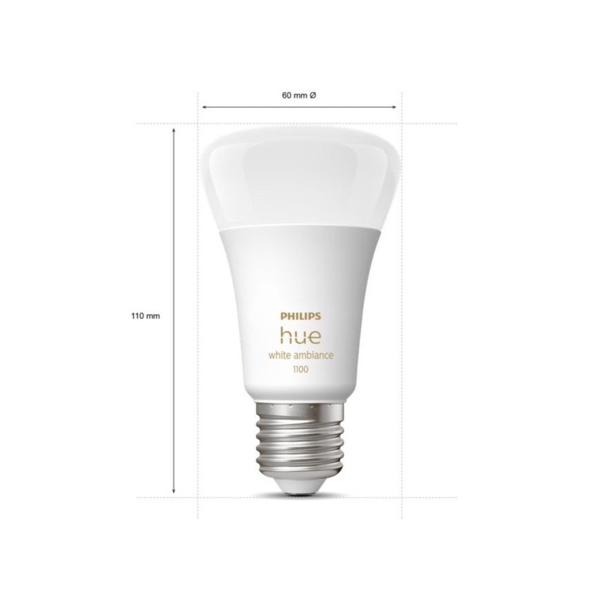 Startpaket Philips Hue White Ambiance 3xE27/11W 2200-6500K + Hue Bridge och dimmerknapp