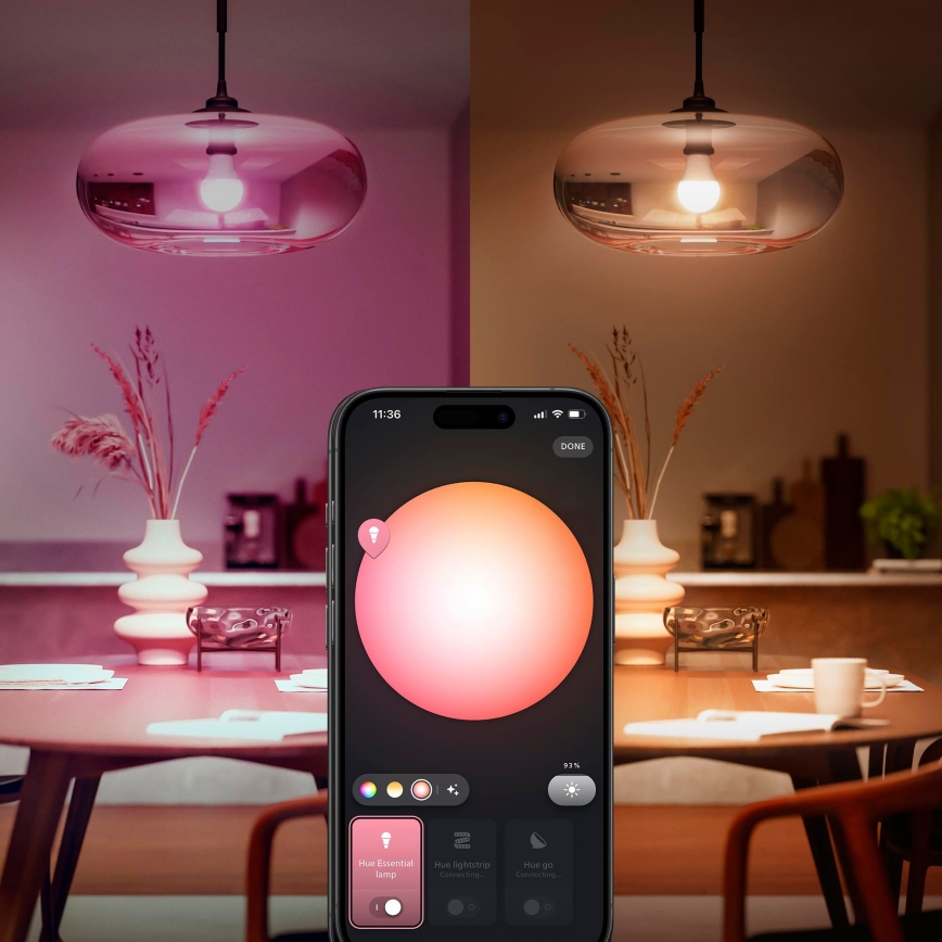 Startpaket Philips Hue White And Color Ambiance Essential 2xE27/8W/230V 2200-6500K + anslutningsenhet