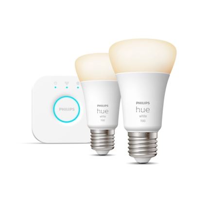 Startkit Philips Hue WHITE 2x E27/9,5 W 2700 K + Hue Bridge