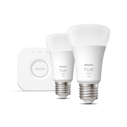 Startkit Philips Hue WHITE 2x E27/9,5 W 2700 K + Hue Bridge