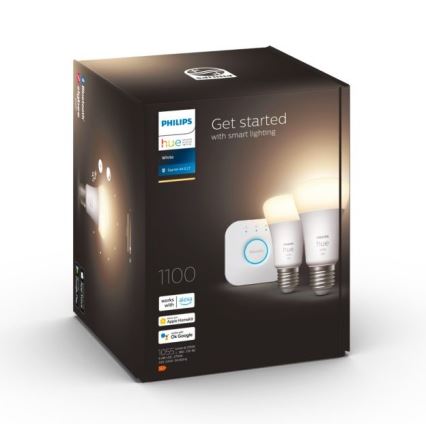 Startkit Philips Hue WHITE 2x E27/9,5 W 2700 K + Hue Bridge