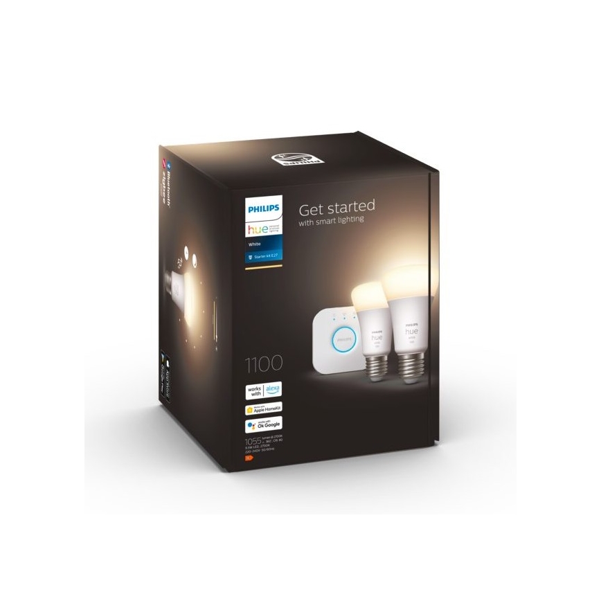 Startkit Philips Hue WHITE 2x E27/9,5 W 2700 K + Hue Bridge
