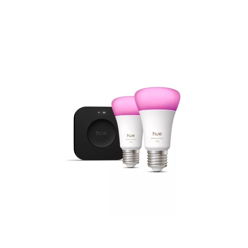 Startpaket Philips Hue WHITE AND COLOR AMBIANCE 2xE27/8,1W 1000-20000K + Hue Bridge