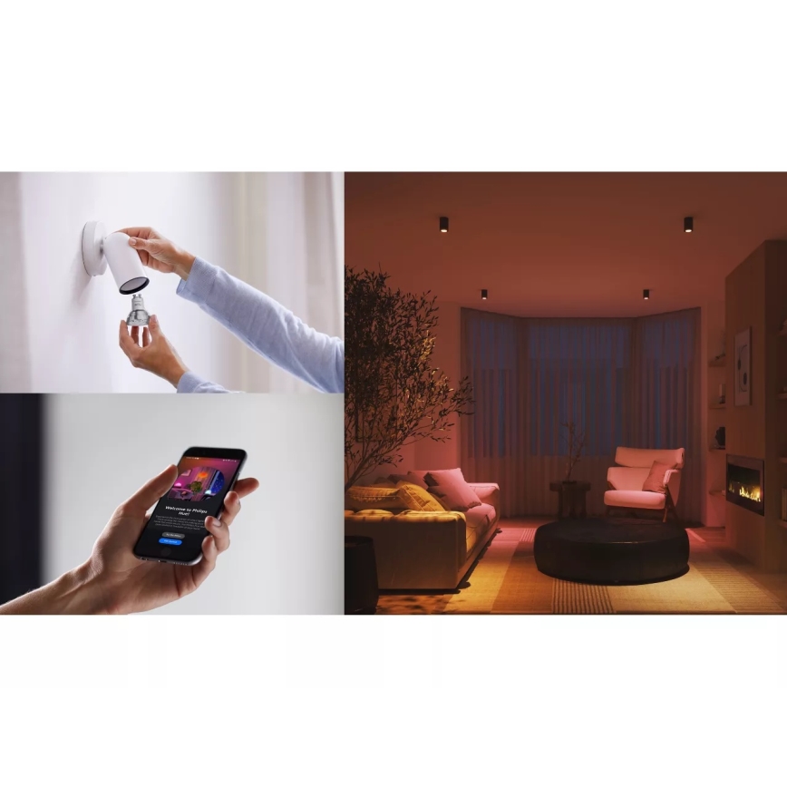 Startpaket Philips Hue White And Color Ambiance Essential 3xGU10/4,7W/230V 2200-6500K + Hue bridge