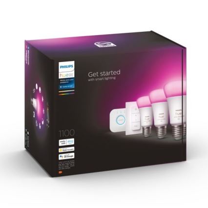 Startpaket Philips Hue WHITE AND COLOR AMBIANCE 3xE27/9W 2000-6500K + Hue Bridge och dimmerbrytare