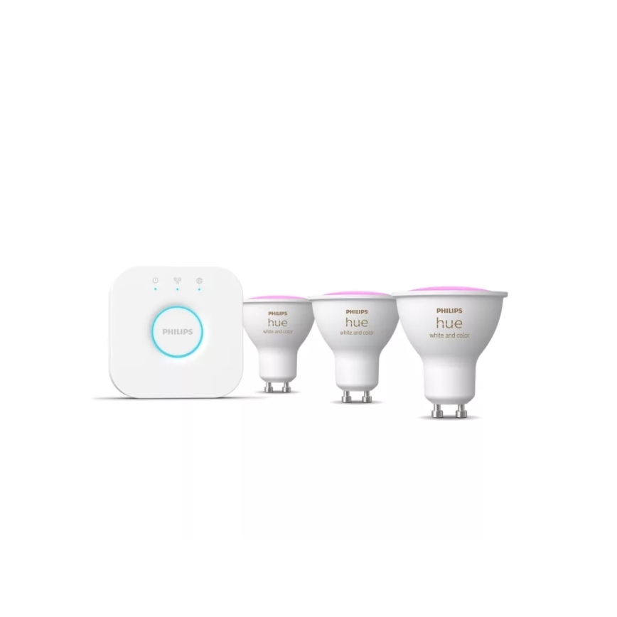 Startpaket Philips Hue WHITE AND COLOR AMBIANCE 3xGU10/4,2W/230V 2200-6500K + Hue Bridge