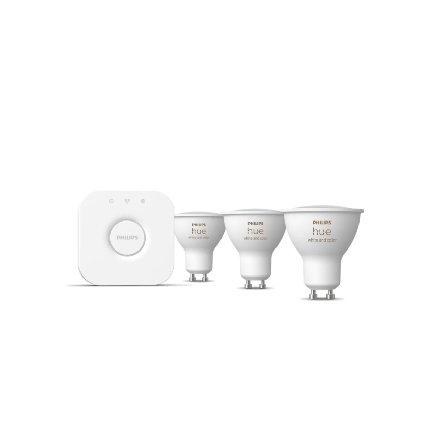 Startpaket Philips Hue WHITE AND COLOR AMBIANCE 3xGU10/4,2W/230V 2200-6500K + Hue Bridge