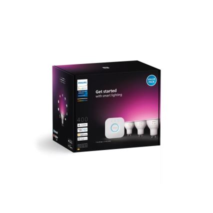 Startpaket Philips Hue WHITE AND COLOR AMBIANCE 3xGU10/4,2W/230V 2200-6500K + Hue Bridge