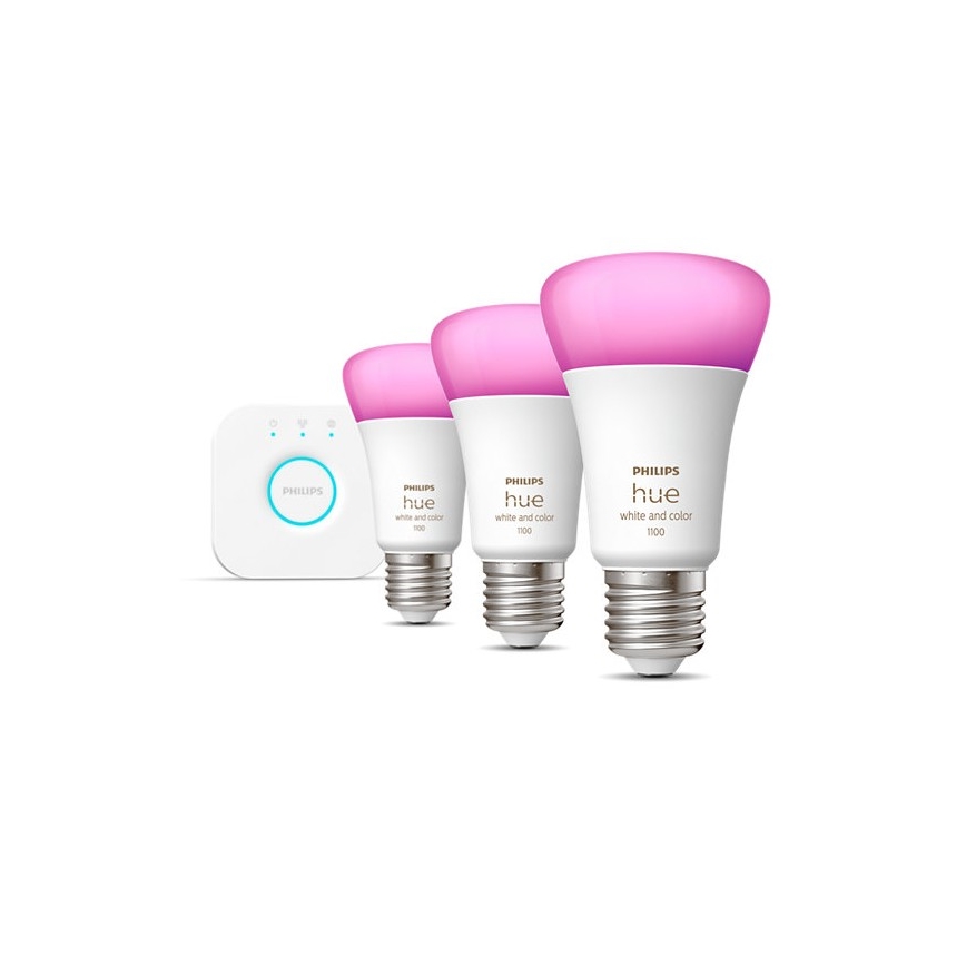 Startpaket Philips Hue WHITE AND COLOR AMBIANCE 3xE27/9W/230V 2000-6500K + Hue bridge