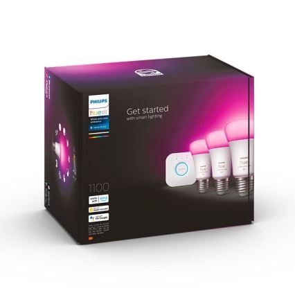 Startpaket Philips Hue WHITE AND COLOR AMBIANCE 3xE27/9W/230V 2000-6500K + Hue bridge