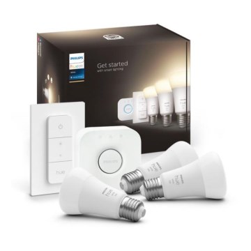 Startpaket Philips Hue WHITE 3xE27/9,5W 2700K + Hue Bridge och dimmerbrytare