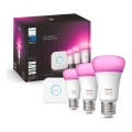 Startpaket Philips Hue WHITE AND COLOR AMBIANCE 3xE27/9W/230V 2000-6500K + Hue bridge