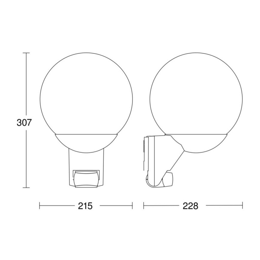 STEINEL 005535 - Utomhus Väggbelysning med sensor L585S 1xE27/60W svart IP44