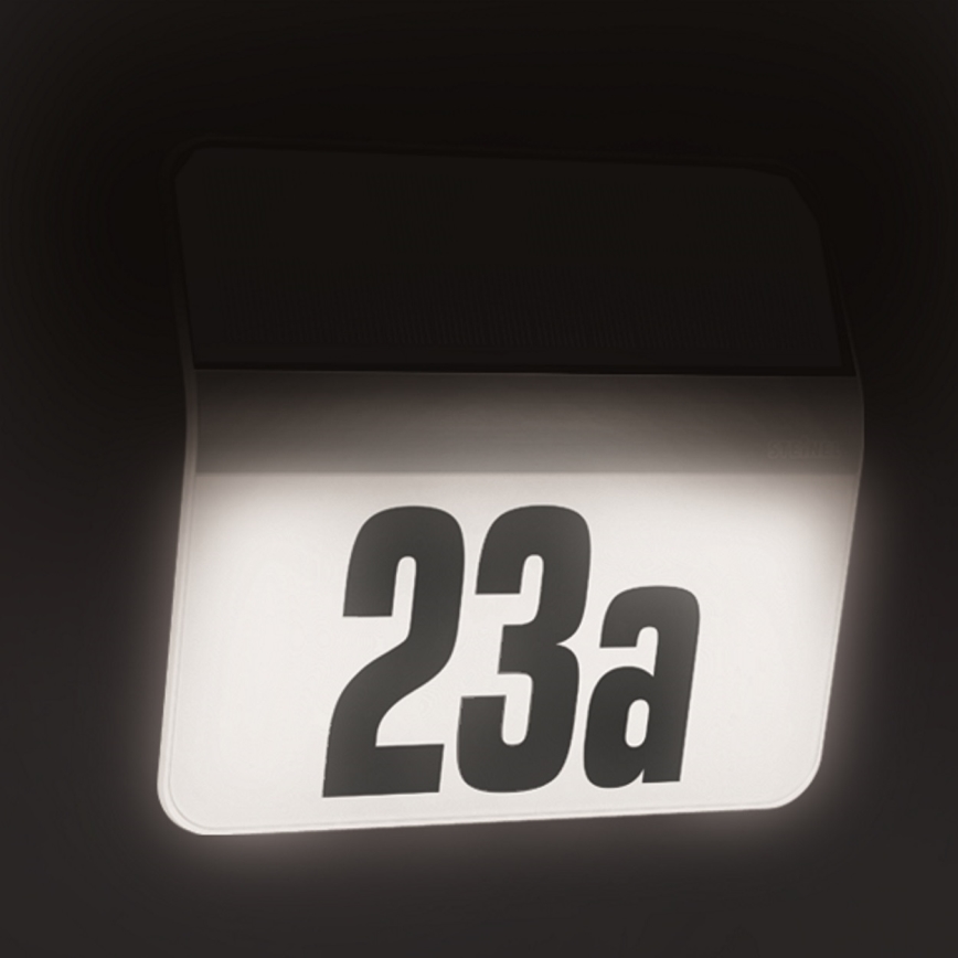 STEINEL 007140 - LED Solcellshusnummer XSolar LH-N LED/0,03W rostfritt stål IP44 2500 mAh