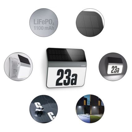 STEINEL 035730 - LED Solärt husnummer XSolar LH-N LED/0,03W IP44 2500 mAh