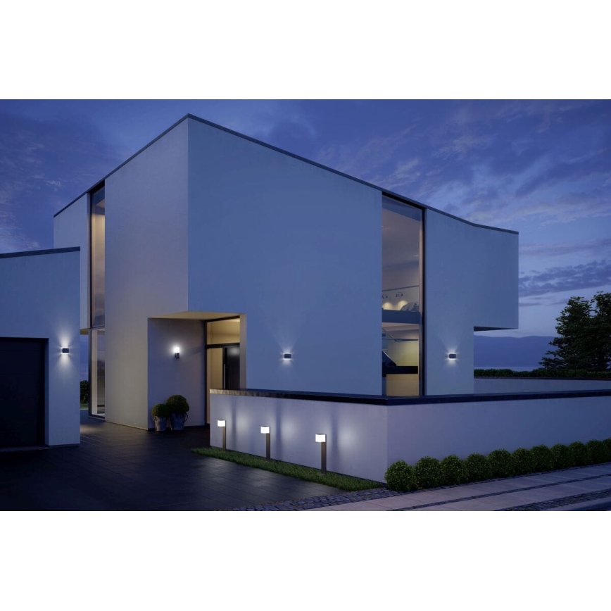 Steinel 055479 - LED ljusreglerad utomhuslampa med sensor CUBO LED/9,5W/230V IP44 antracit