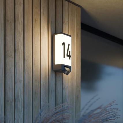 Steinel 094263 - Husnummerskylt med sensor 1xE27/15W/230V L 14 S IP44