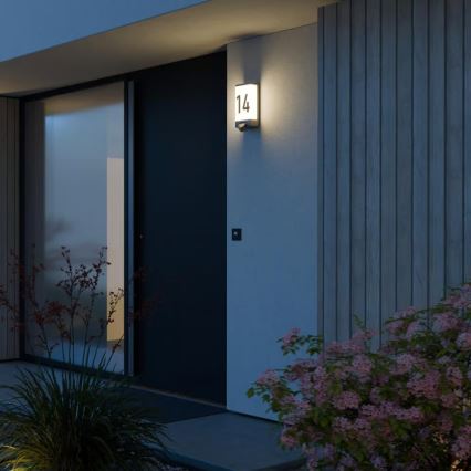 Steinel 094263 - Husnummerskylt med sensor 1xE27/15W/230V L 14 S IP44