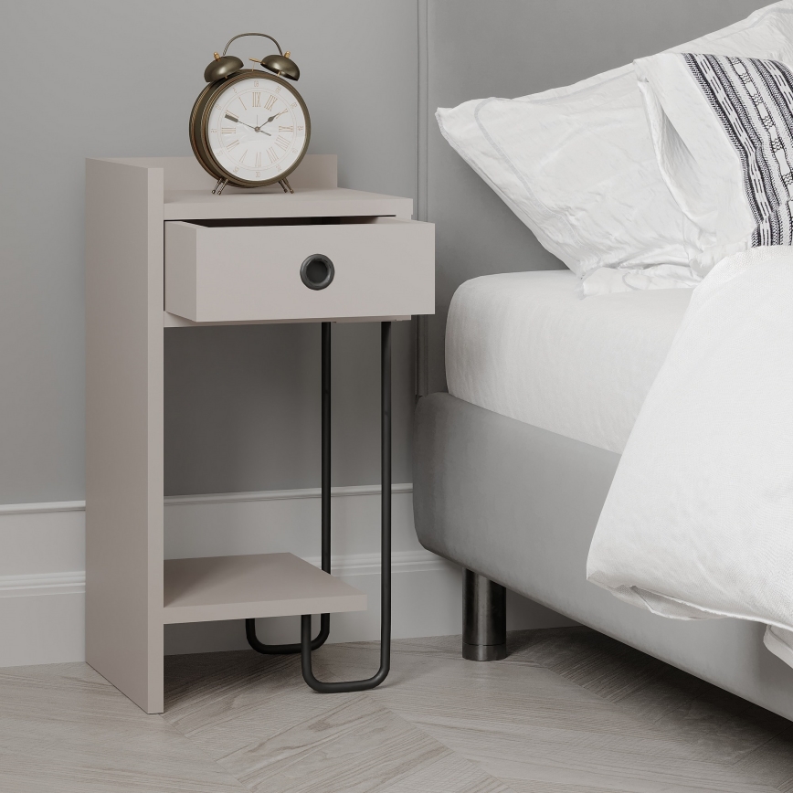 Stilrent nattduksbord SONY i taupe