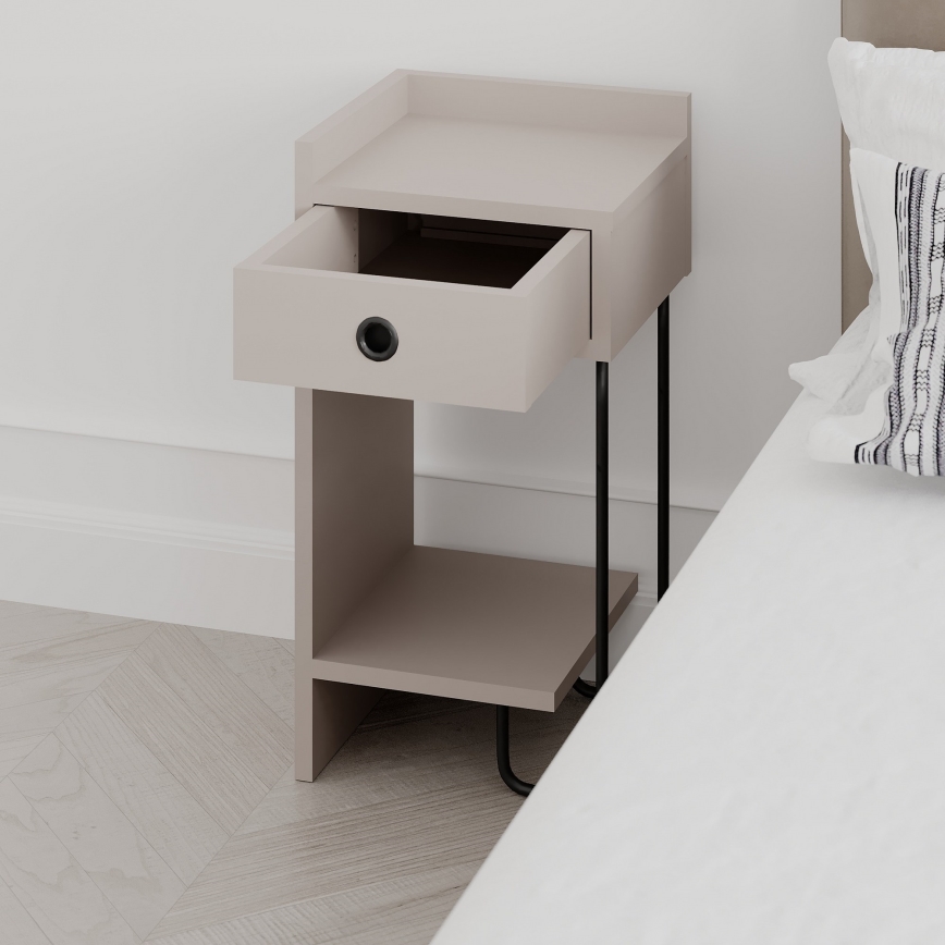 Stilrent nattduksbord SONY i taupe
