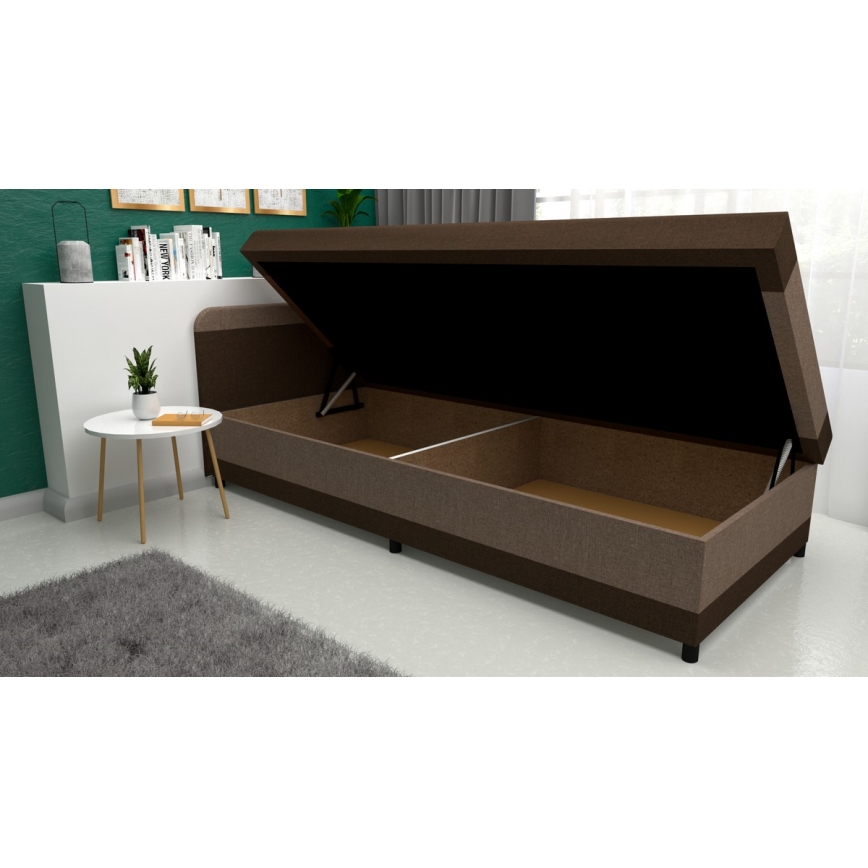 Stoppad dagbädd med förvaring TALI 80x202 brun/beige