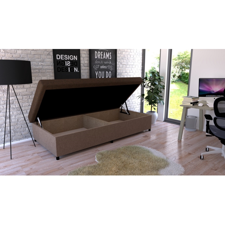 Stoppad dagbädd med förvaringsutrymme CORY 80x200 brun