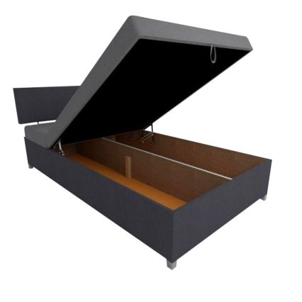 Stoppad divansäng med ställbar position och förvaringsutrymme DALLAS 108x205 cm grå/antracit