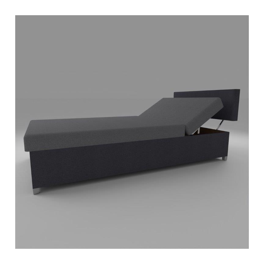 Stoppad divansäng med ställbar position och förvaringsutrymme DALLAS 108x205 cm grå/antracit