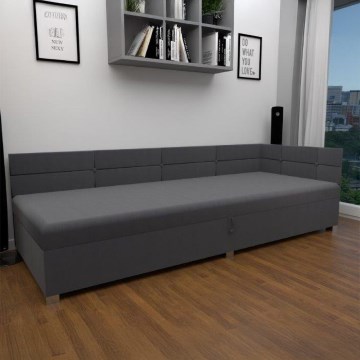 Stoppad divansäng med vändbar sänggavel och förvaringsutrymme AMSTERDAM 90x200 cm grå