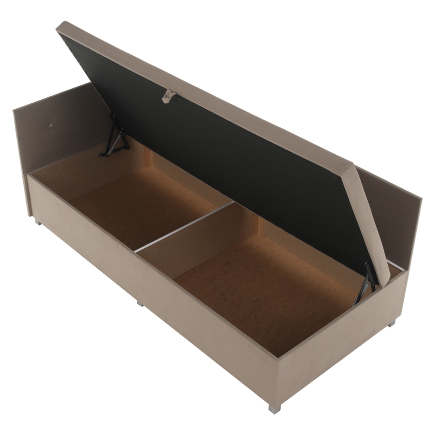 Polstrad dagbädd med vändbar gavel och förvaringsutrymme AMSTERDAM 90x200 cm beige