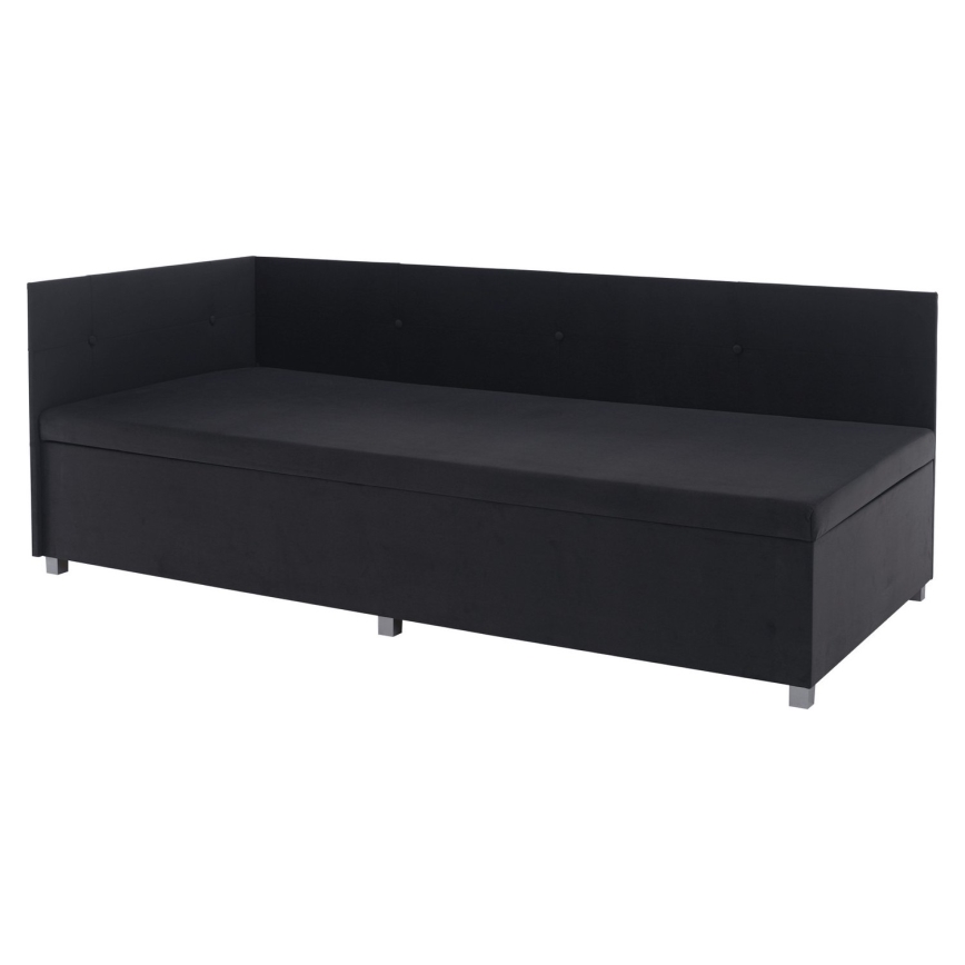 Stoppad divansäng med vändbar sänggavel och förvaringsutrymme AMSTERDAM 90x200 cm grå