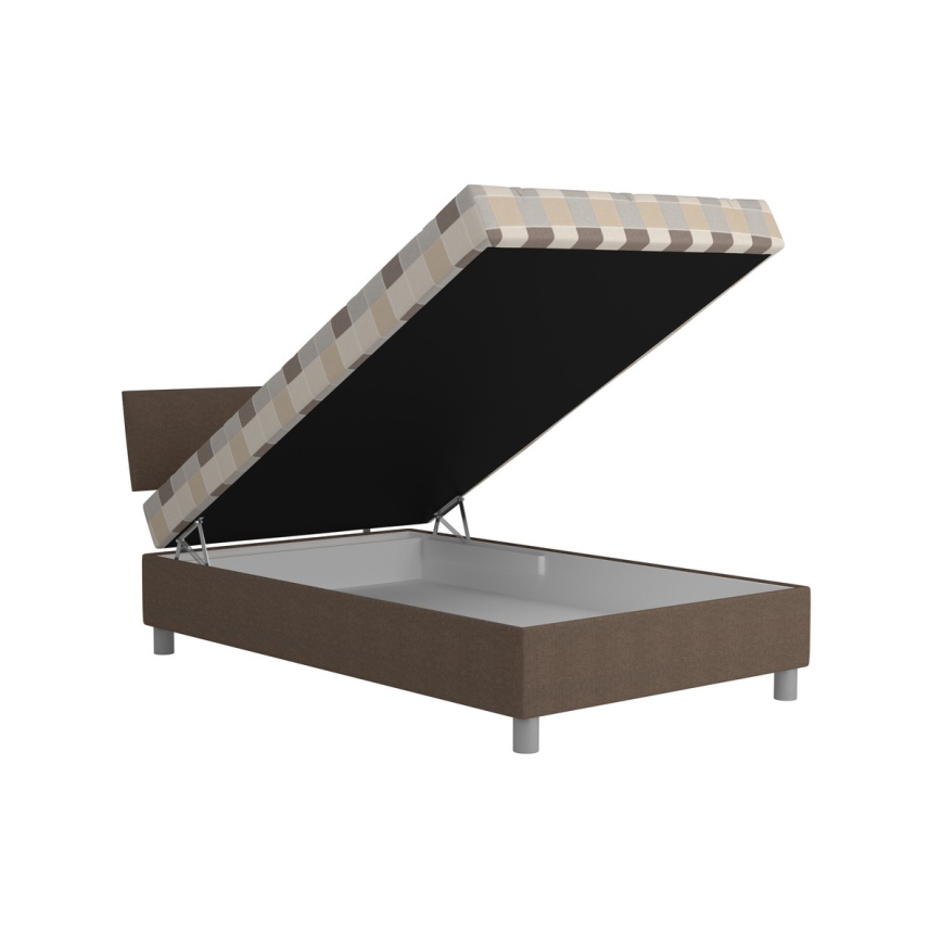 Stoppad säng med förvaring och madrass GEORGE 120x200 cm, brun