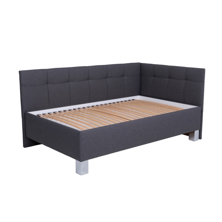 Stoppad säng med förvaring utan madrass MARIA PETITE 120x200 cm grå